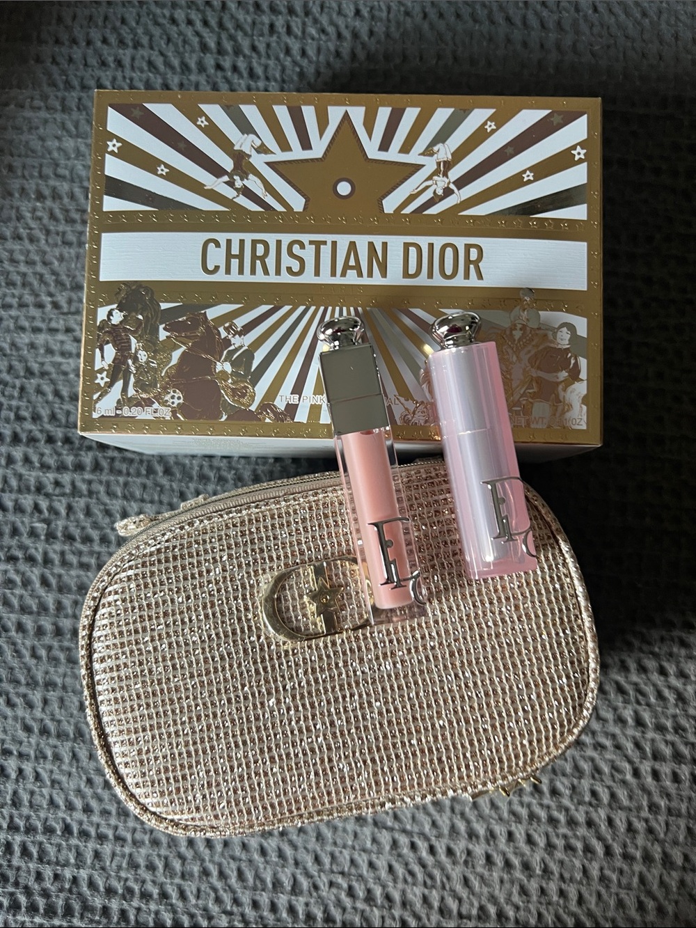 Dior Lip Glow Duo with Metallic Gold Case – Full Size, Pink Shades
